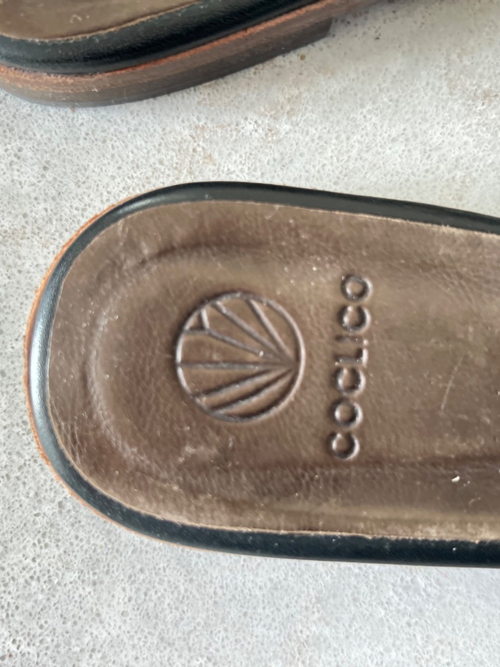 Black Leather Italian Slides - Picture 4 of 4